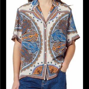 Sandro Joya Bandana-print Pajama-style Top In Ivory